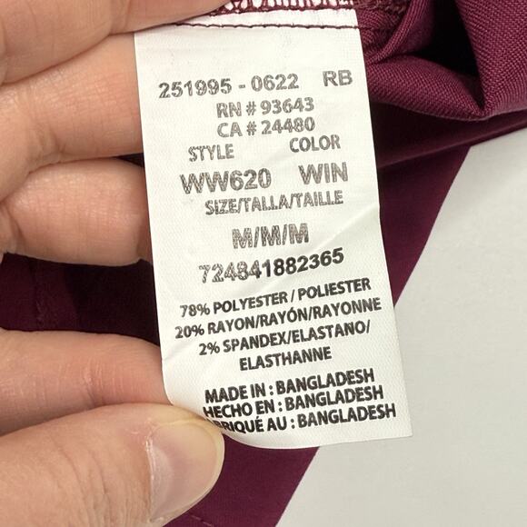 Cherokee Workwear Revolution Scrubs Women’s V Neck Top WW620 Wine NEW Size M - Picture 12 of 16